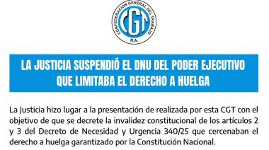 La justicia suspendió provisoriamente el DNU que limitaba el derecho a huelga