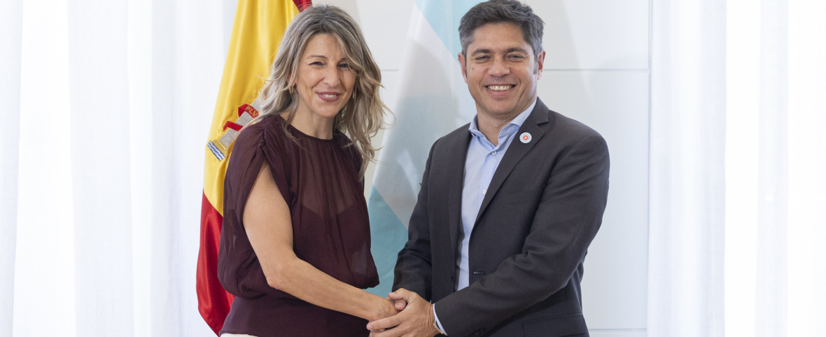 Kicillof se reunió con la vicepresidenta Yolanda Díaz y mantuvo un encuentro con empresarios