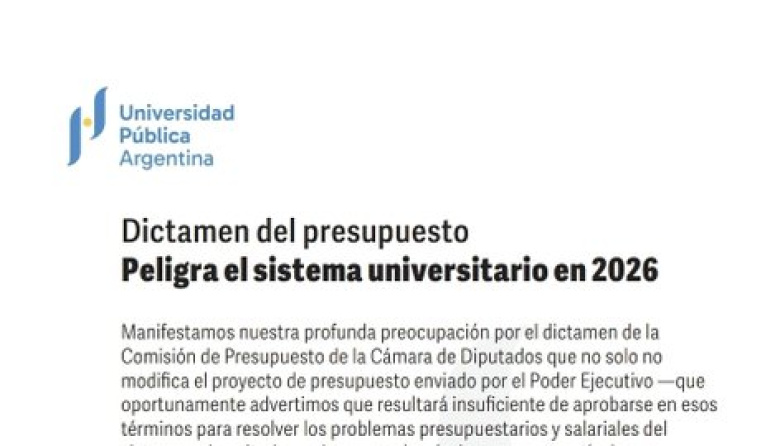 Presupuesto 2026: "Peligra el Sistema Universitario en 2026"