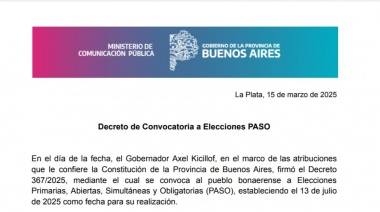 Kicillof convocó a las PASO para el 13 de julio