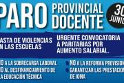 30 de junio: paro provincial docente por 24 horas